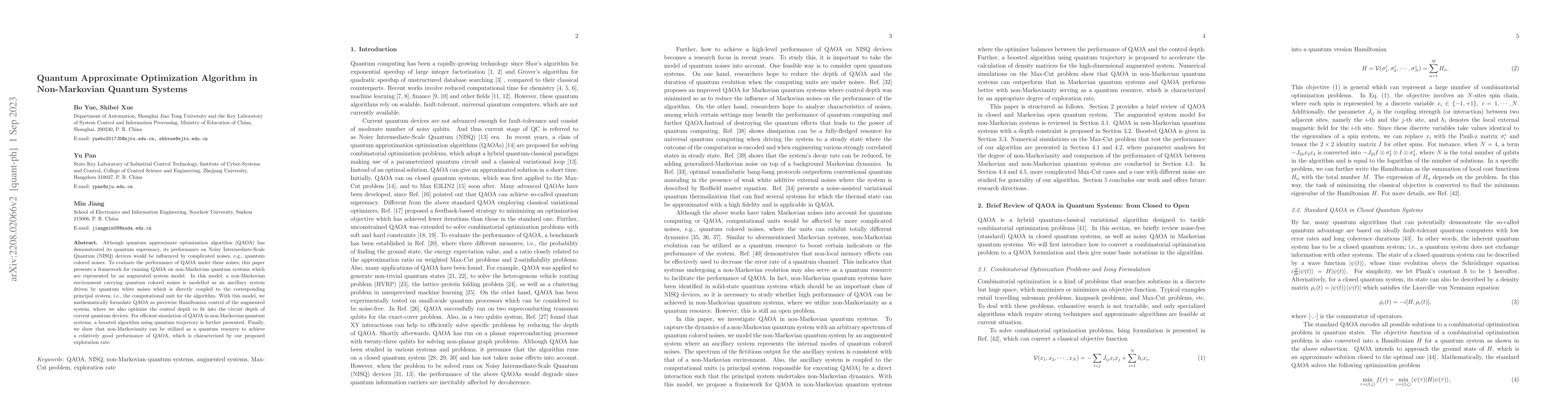 Thumbnail for Quantum Approximate Optimization Algorithm in Non-Markovian Quantum
  Systems