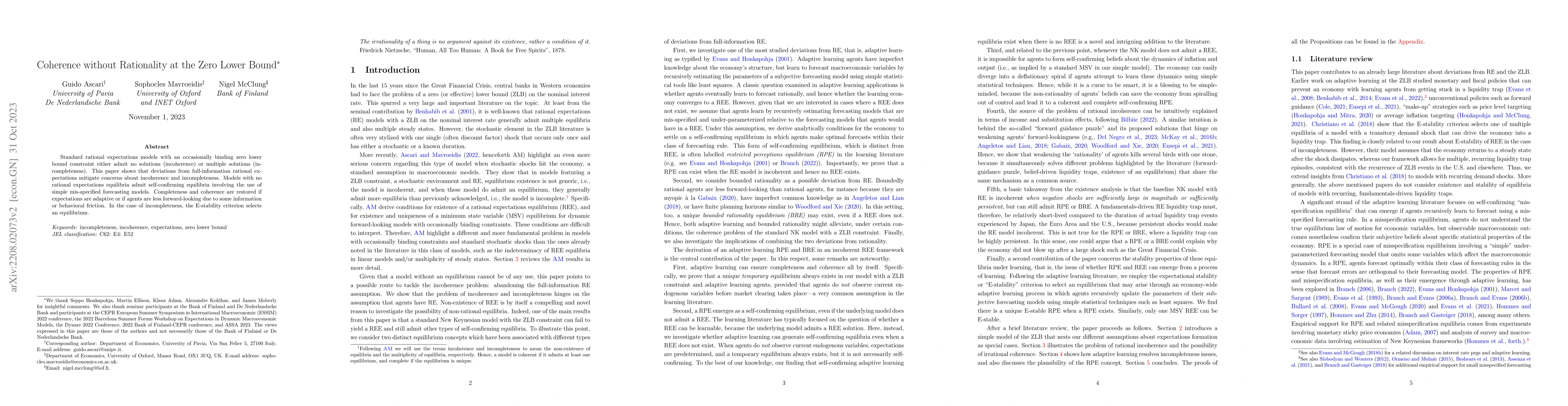 Thumbnail for Coherence without Rationality at the Zero Lower Bound