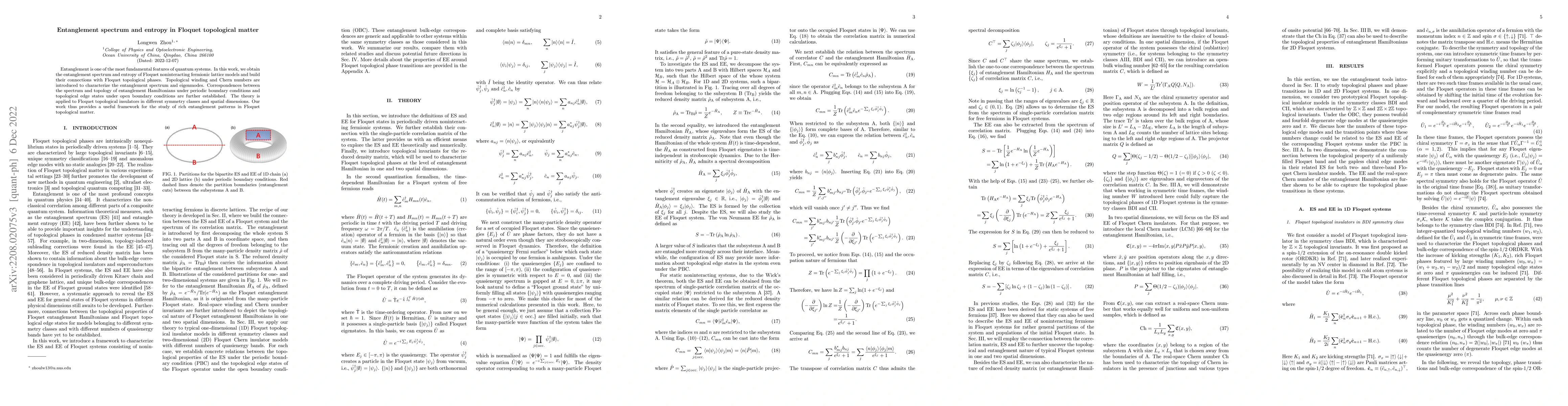 Thumbnail for Entanglement spectrum and entropy in Floquet topological matter