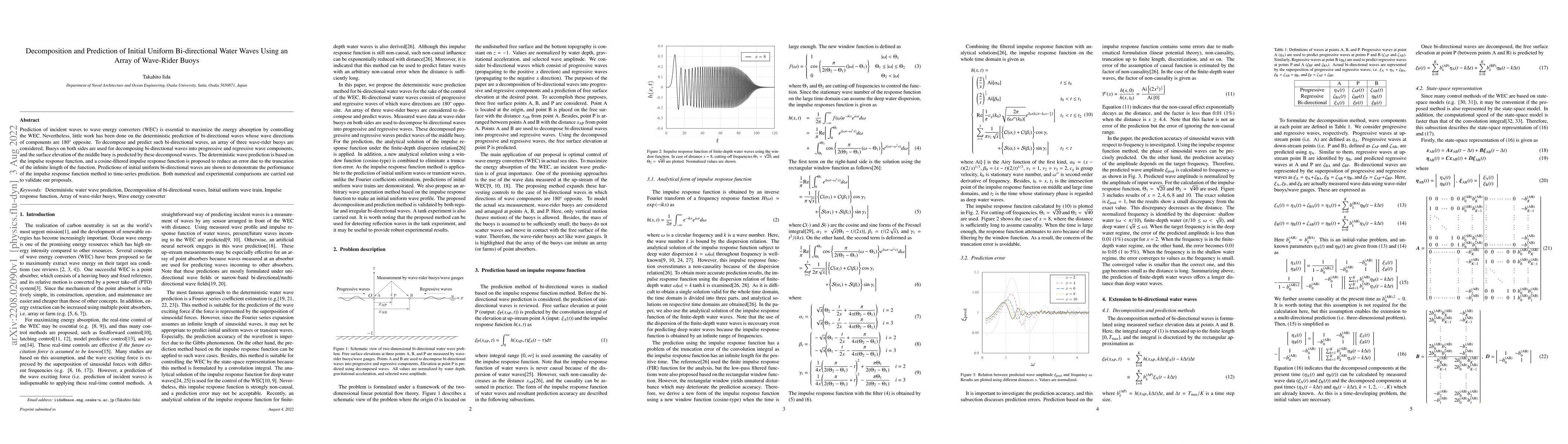 Thumbnail for Decomposition and Prediction of Initial Uniform Bi-directional Water
  Waves Using an Array of Wave-Rider Buoys