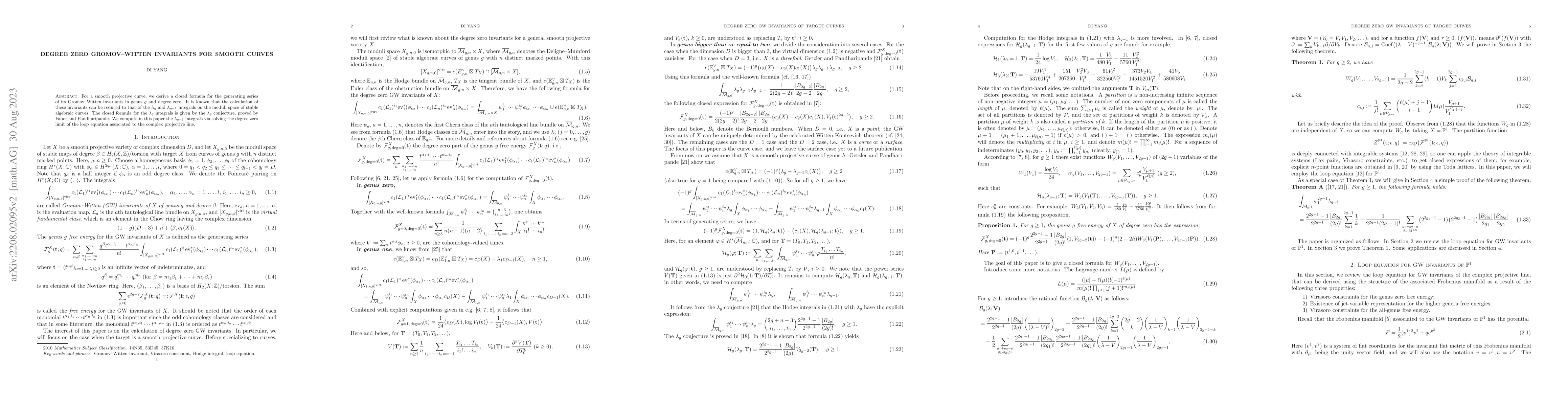 Thumbnail for Degree zero Gromov--Witten invariants for smooth curves