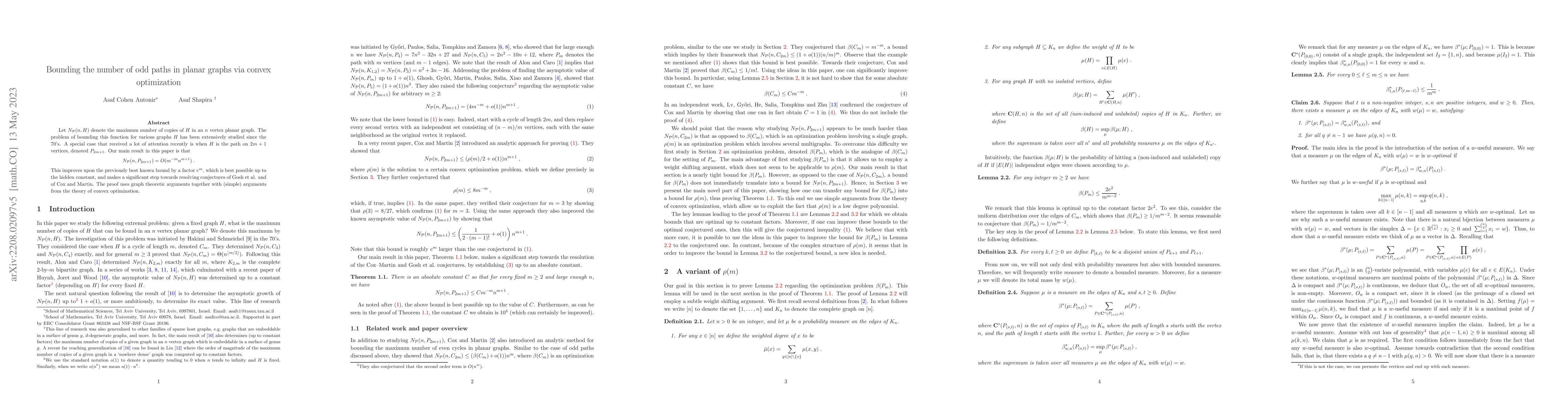 Thumbnail for Bounding the number of odd paths in planar graphs via convex
  optimization