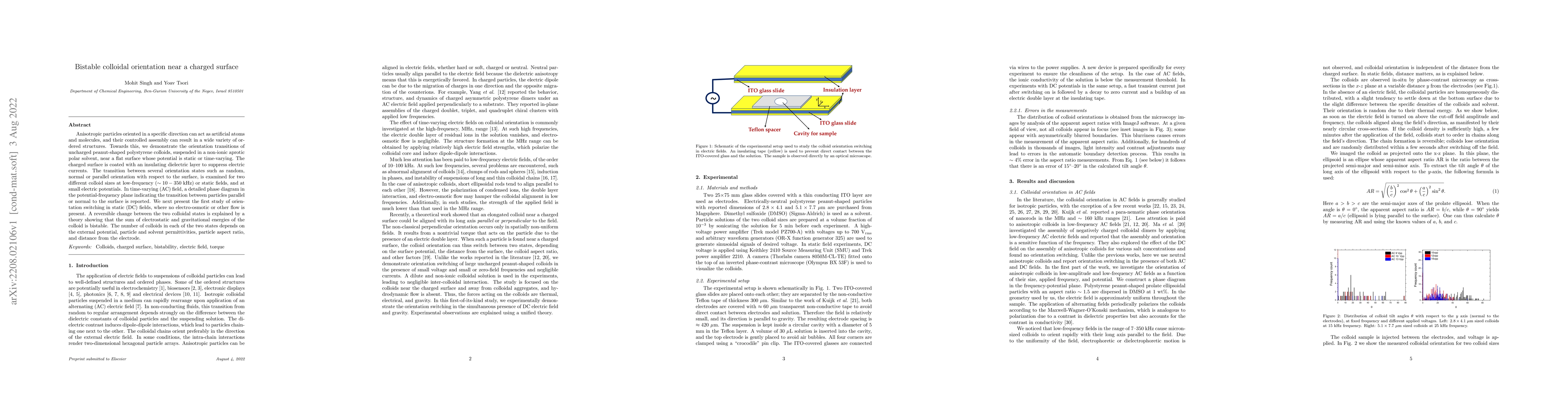 Thumbnail for Bistable colloidal orientation near a charged surface