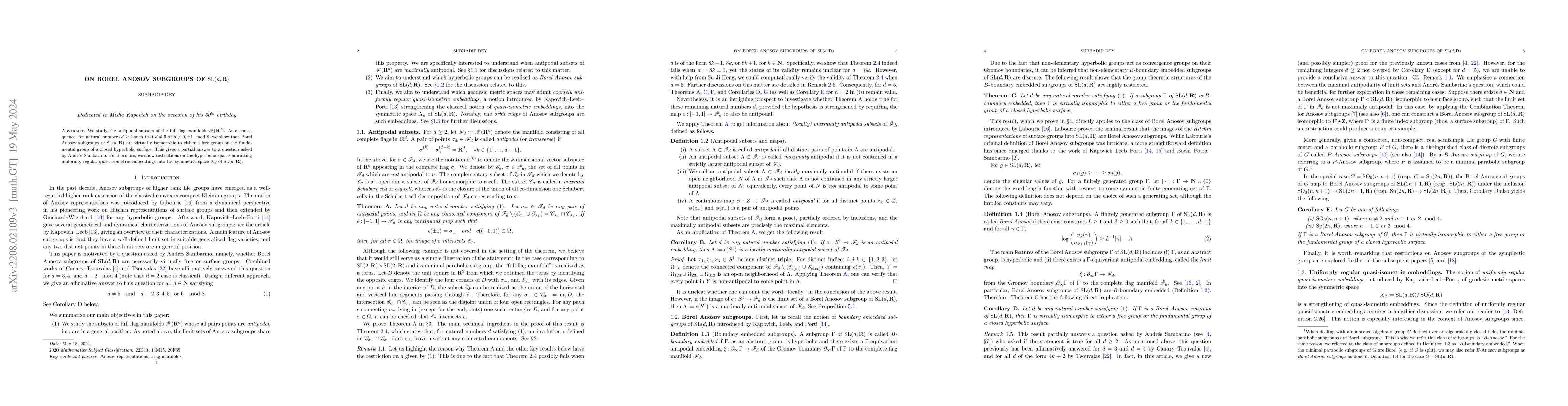 Thumbnail for On Borel Anosov subgroups of ${\rm SL}(d,\mathbb{R})$