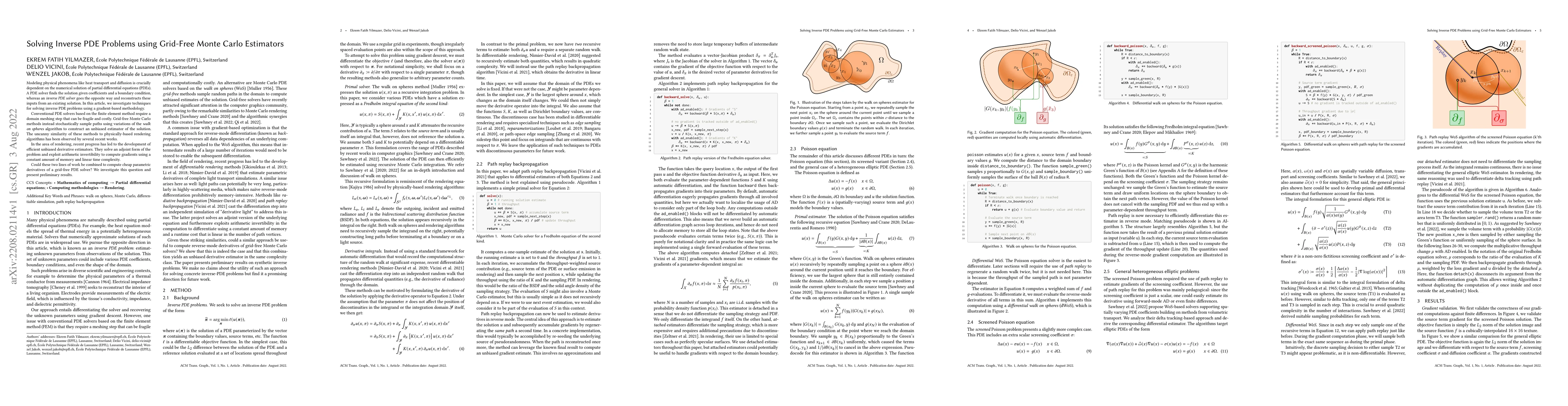 Thumbnail for Solving Inverse PDE Problems using Grid-Free Monte Carlo Estimators