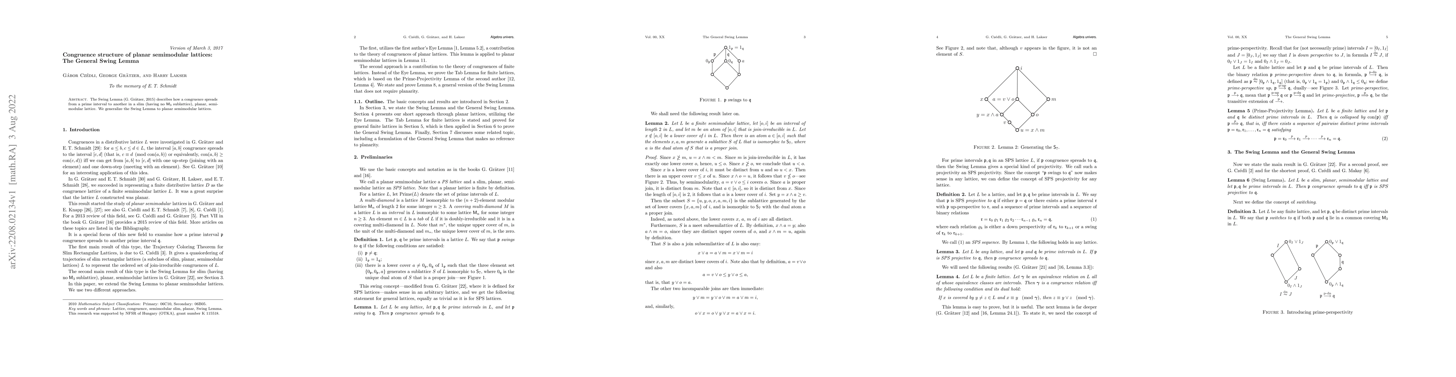 Thumbnail for Congruence structure of planar semimodular lattices: The General Swing
  Lemma