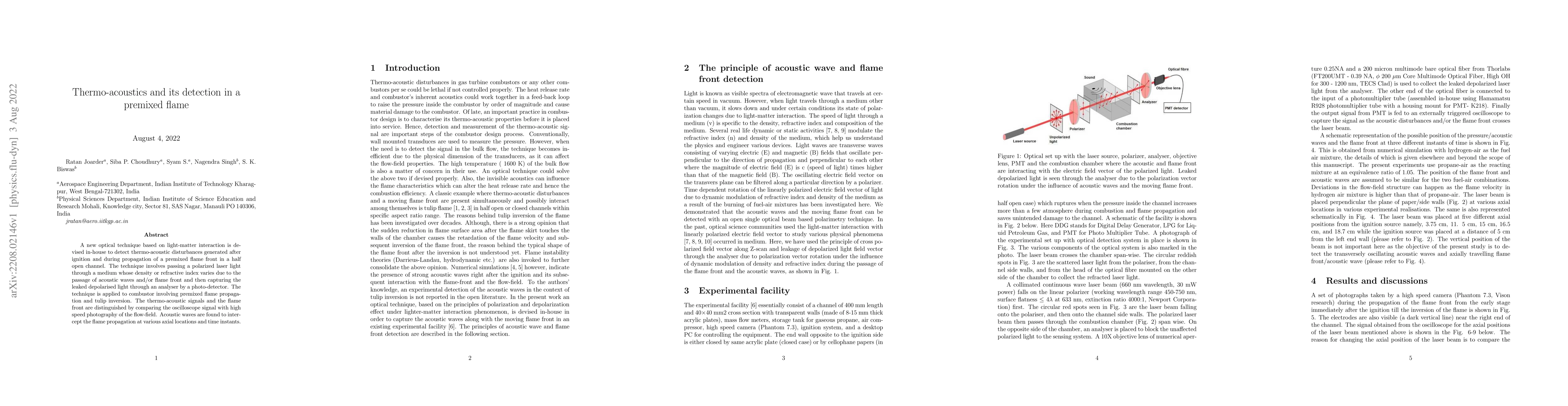 Thumbnail for Thermo-acoustics and its detection in a premixed flame