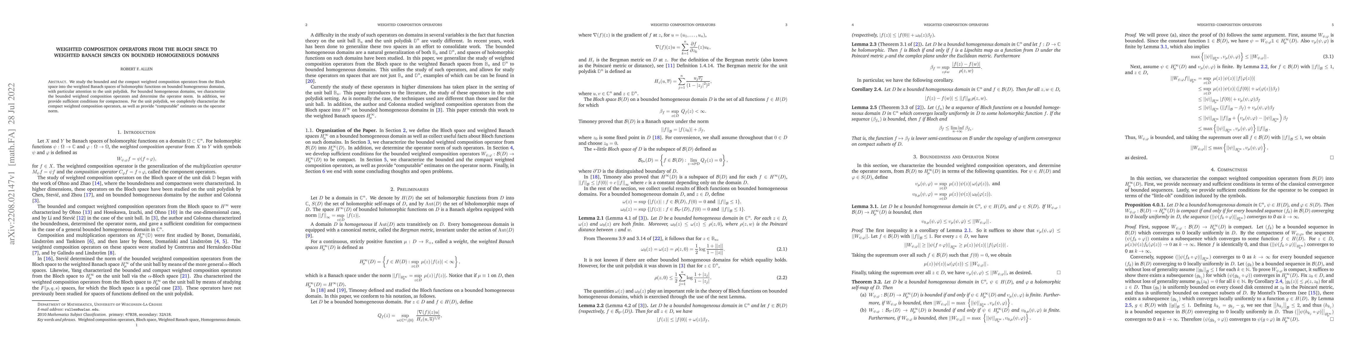Thumbnail for Weighted composition operators from the Bloch space to weighted Banach
  spaces on bounded homogeneous domains