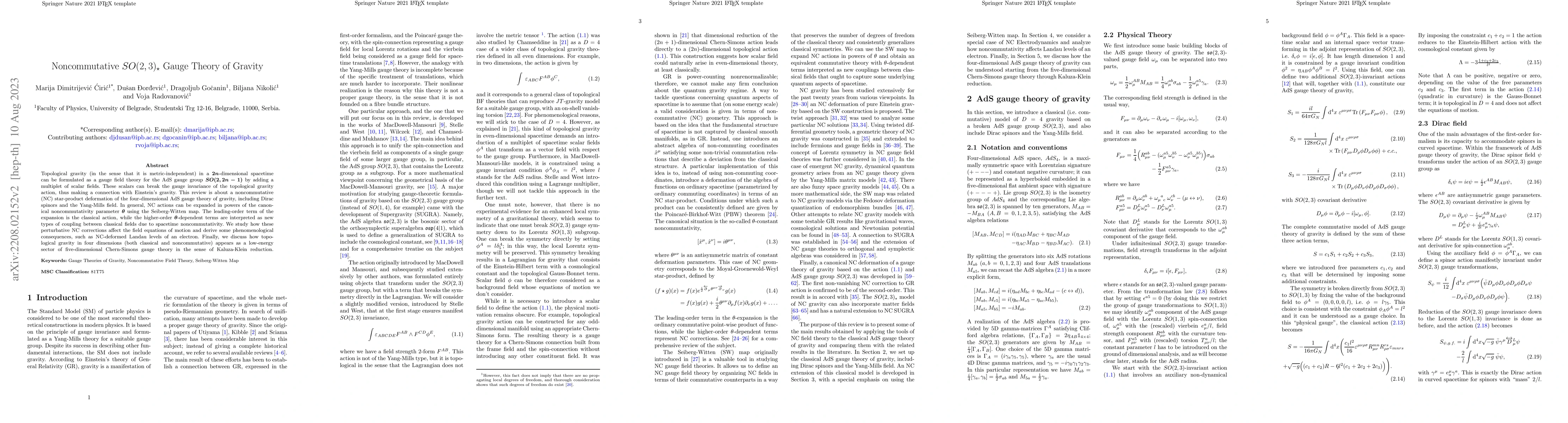 Thumbnail for Noncommutative $SO(2,3)_{\star}$ Gauge Theory of Gravity