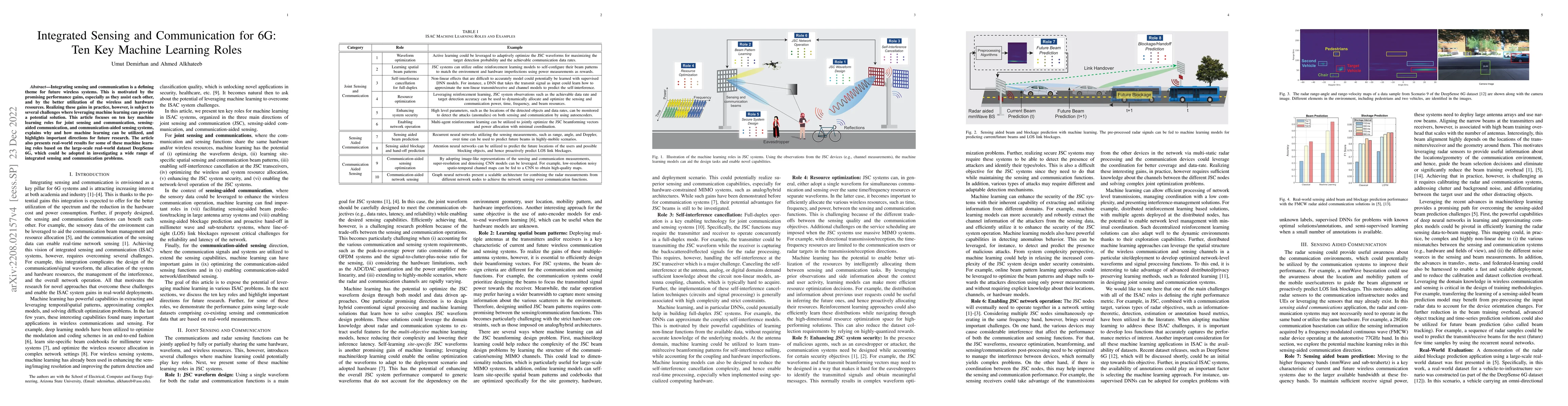 Thumbnail for Integrated Sensing and Communication for 6G: Ten Key Machine Learning
  Roles