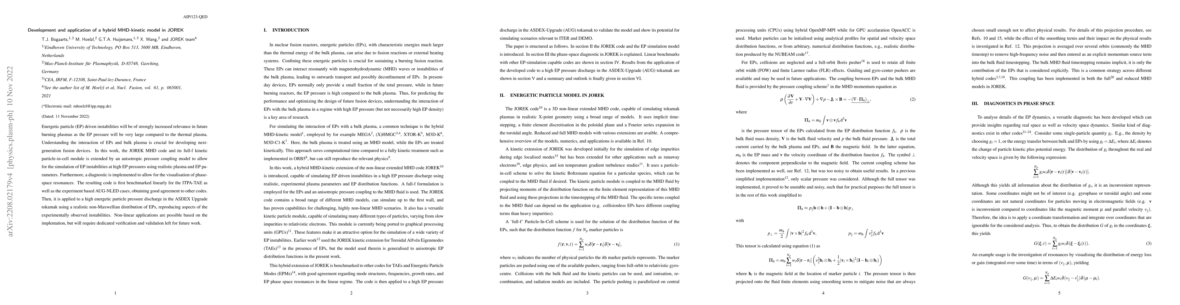 Thumbnail for Development and application of a hybrid MHD-kinetic model in JOREK