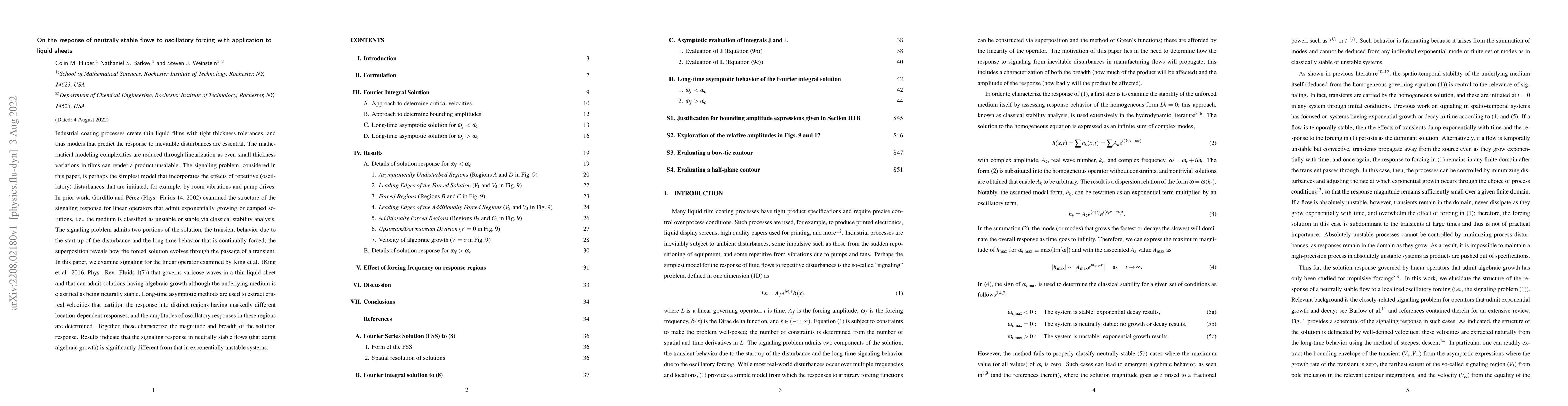 Thumbnail for On the response of neutrally stable flows to oscillatory forcing with
  application to liquid sheets