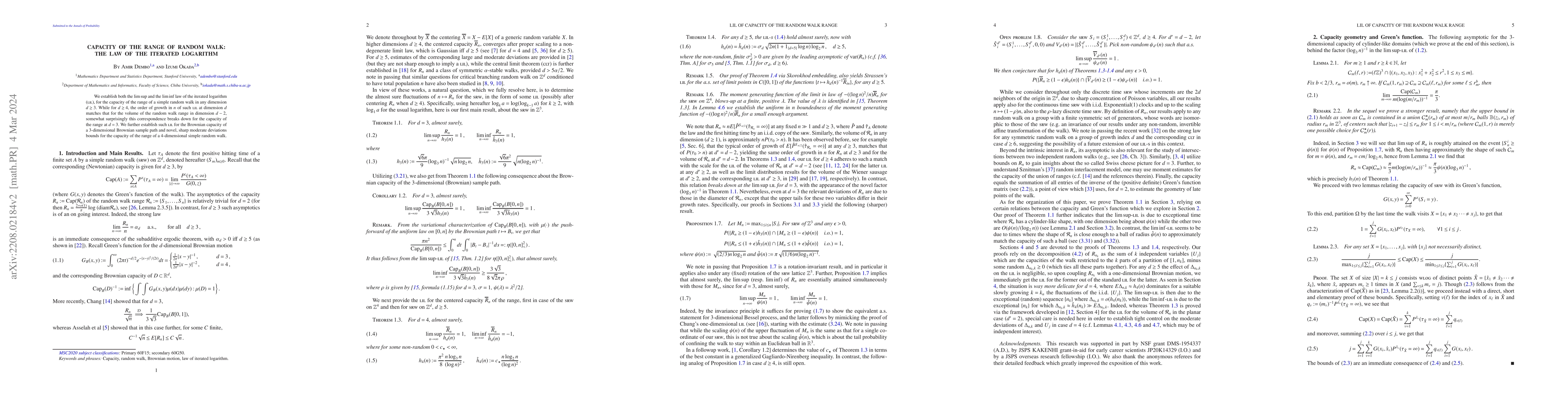 Thumbnail for Capacity of the range of random walk: The law of the iterated logarithm