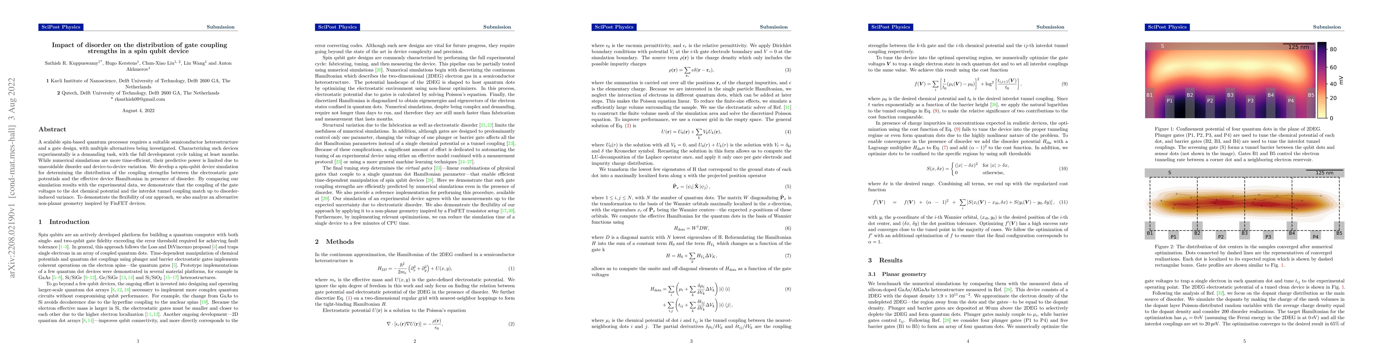 Thumbnail for Impact of disorder on the distribution of gate coupling strengths in a
  spin qubit device