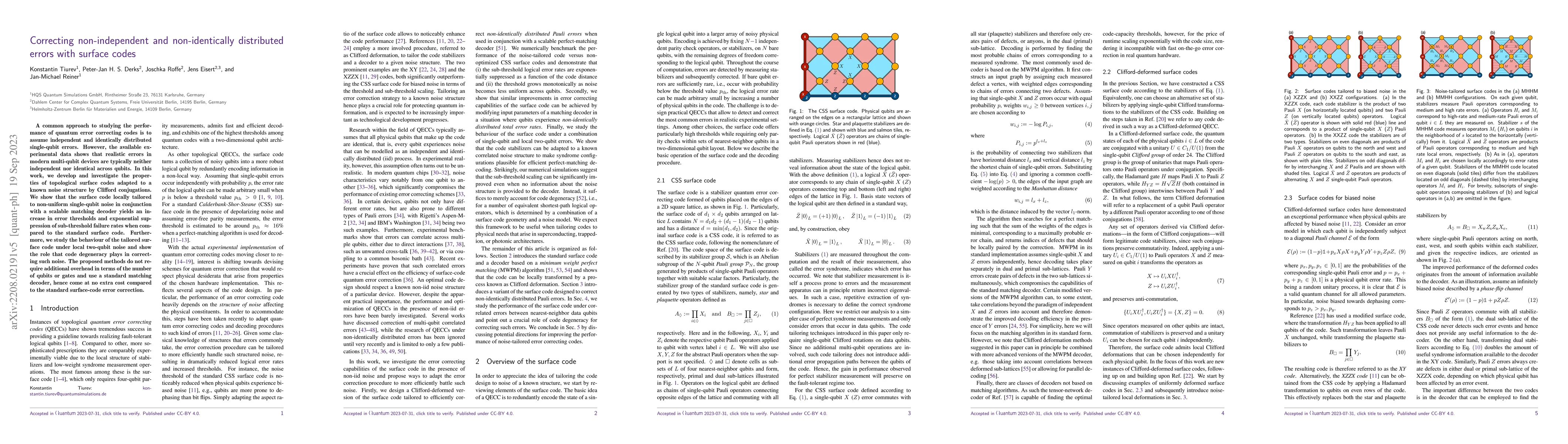 Thumbnail for Correcting non-independent and non-identically distributed errors with
  surface codes