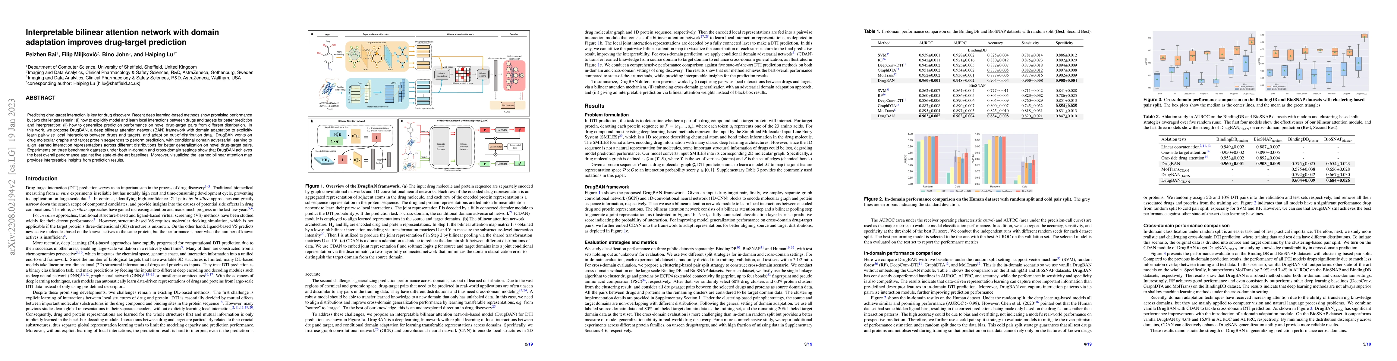 Thumbnail for Interpretable bilinear attention network with domain adaptation improves
  drug-target prediction