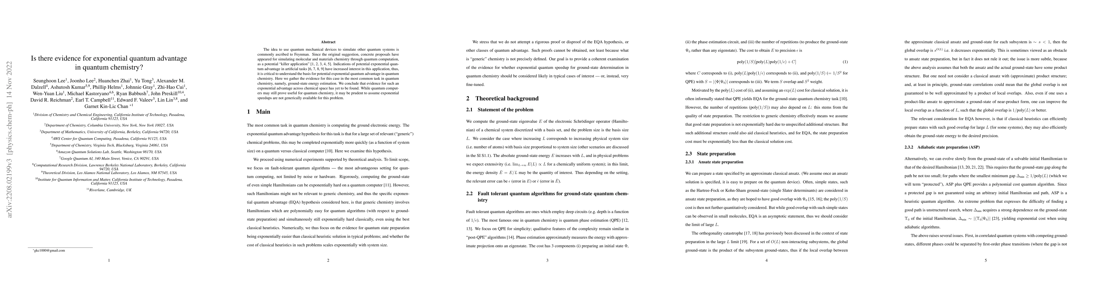 Thumbnail for Is there evidence for exponential quantum advantage in quantum
  chemistry?