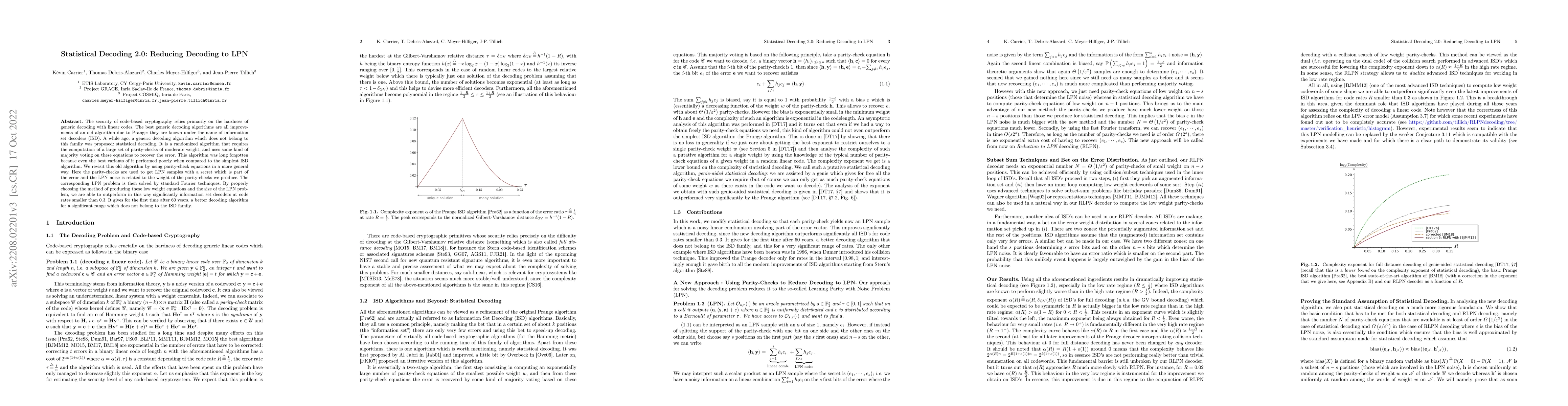Thumbnail for Statistical Decoding 2.0: Reducing Decoding to LPN