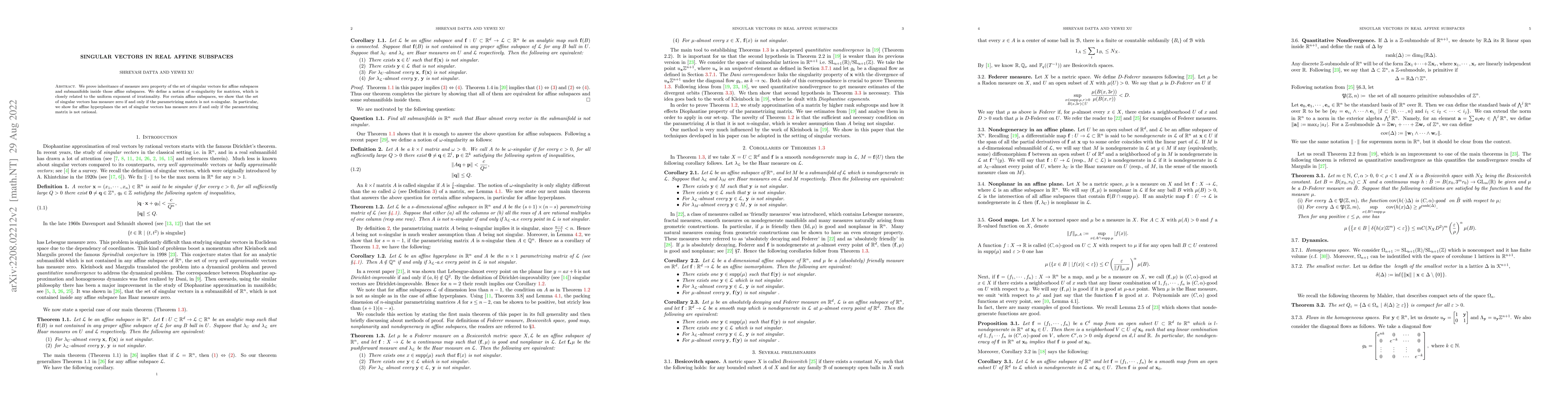 Thumbnail for Singular Vectors in Real Affine Subspaces