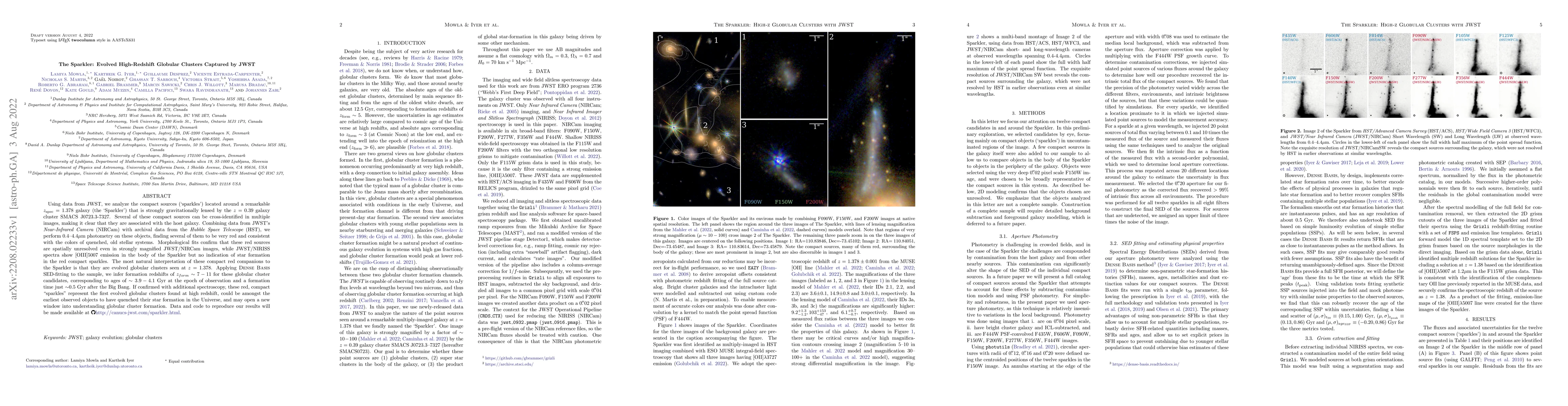 Thumbnail for The Sparkler: Evolved High-Redshift Globular Clusters Captured by JWST