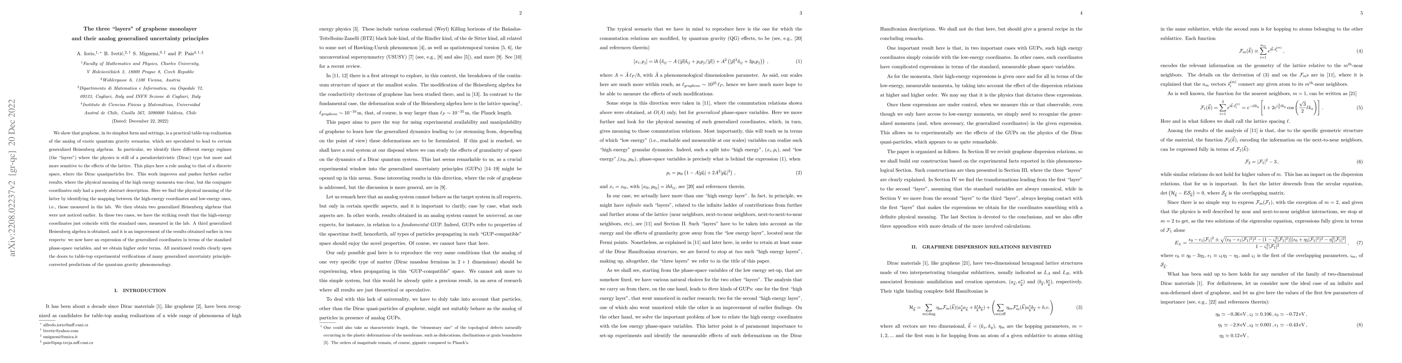 Thumbnail for The three "layers" of graphene monolayer and their analog generalized
  uncertainty principles