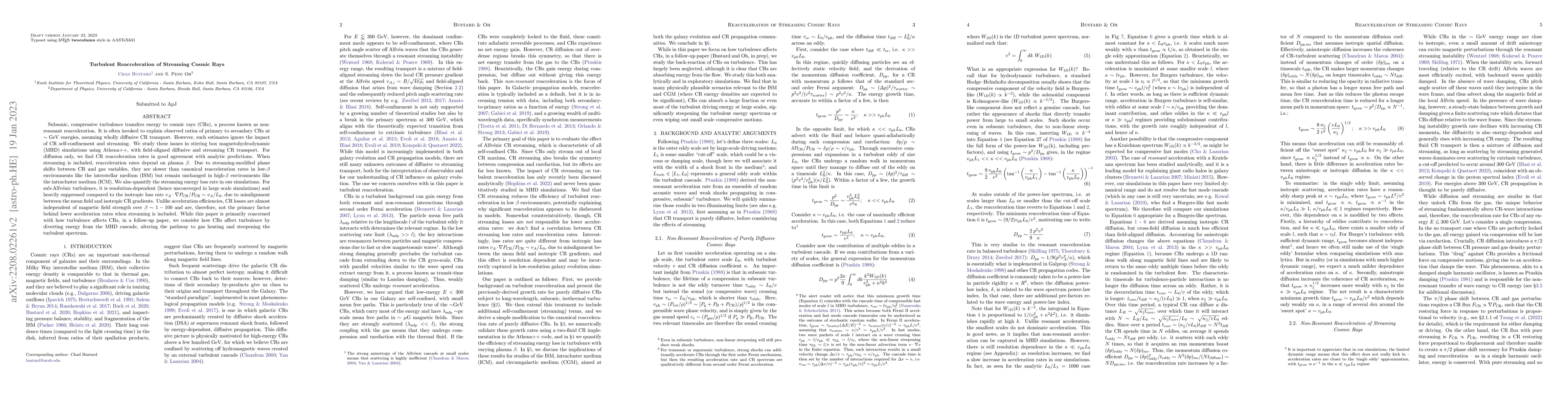 Thumbnail for Turbulent Reacceleration of Streaming Cosmic Rays