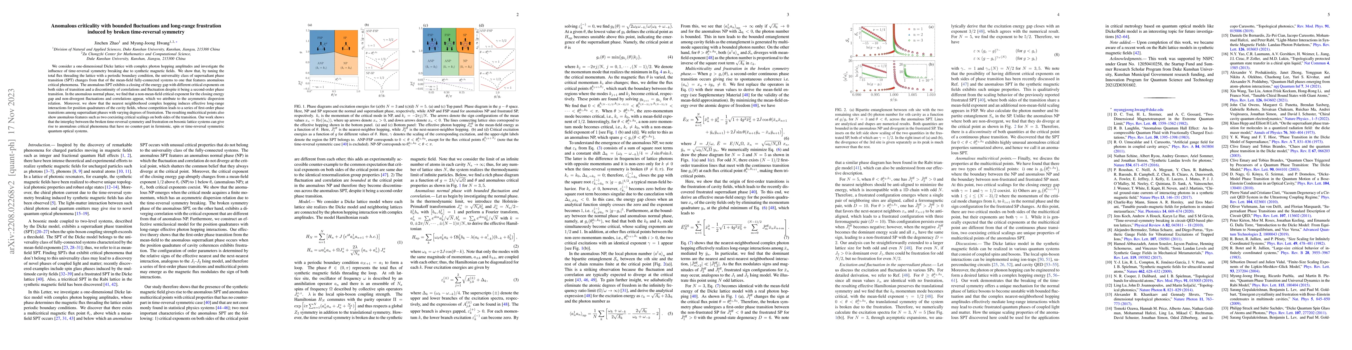 Thumbnail for Anomalous criticality with bounded fluctuations and long-range
  frustration induced by broken time-reversal symmetry