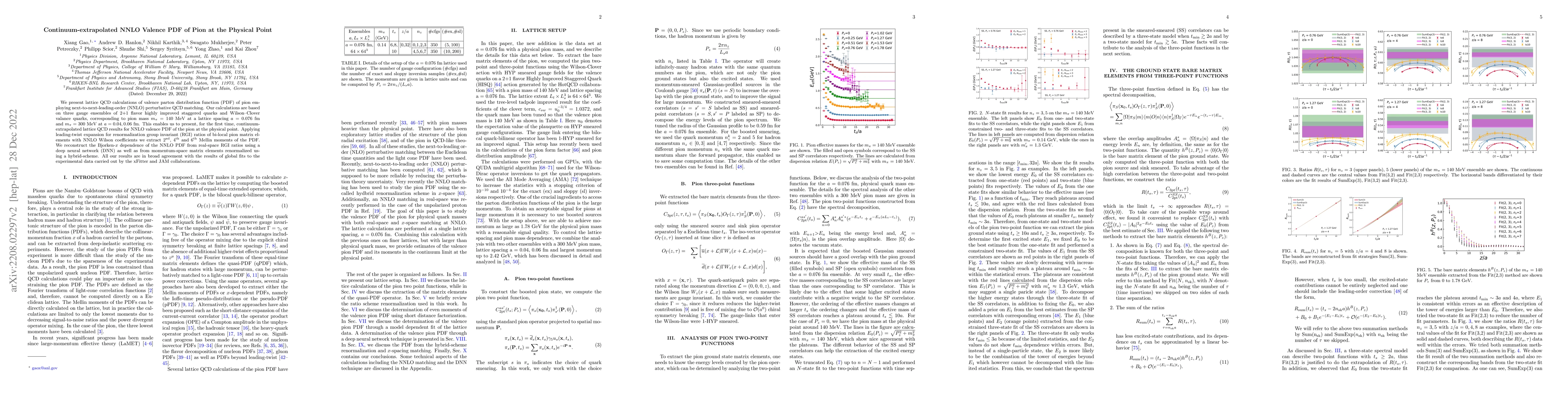 Thumbnail for Continuum-extrapolated NNLO Valence PDF of Pion at the Physical Point