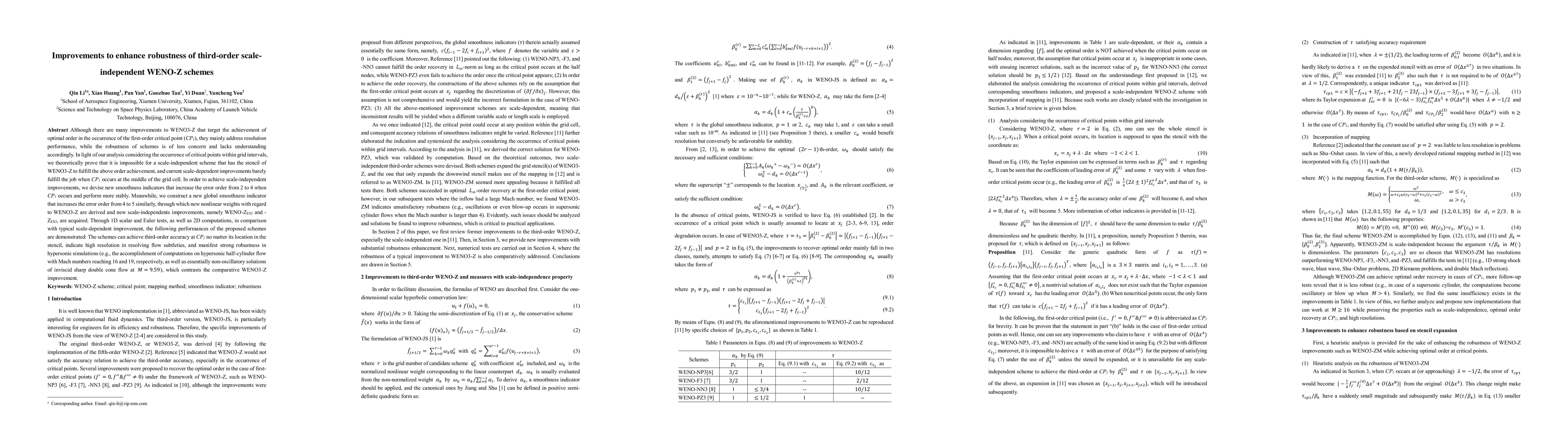 Thumbnail for Improvements to enhance robustness of third-order scale-independent
  WENO-Z schemes