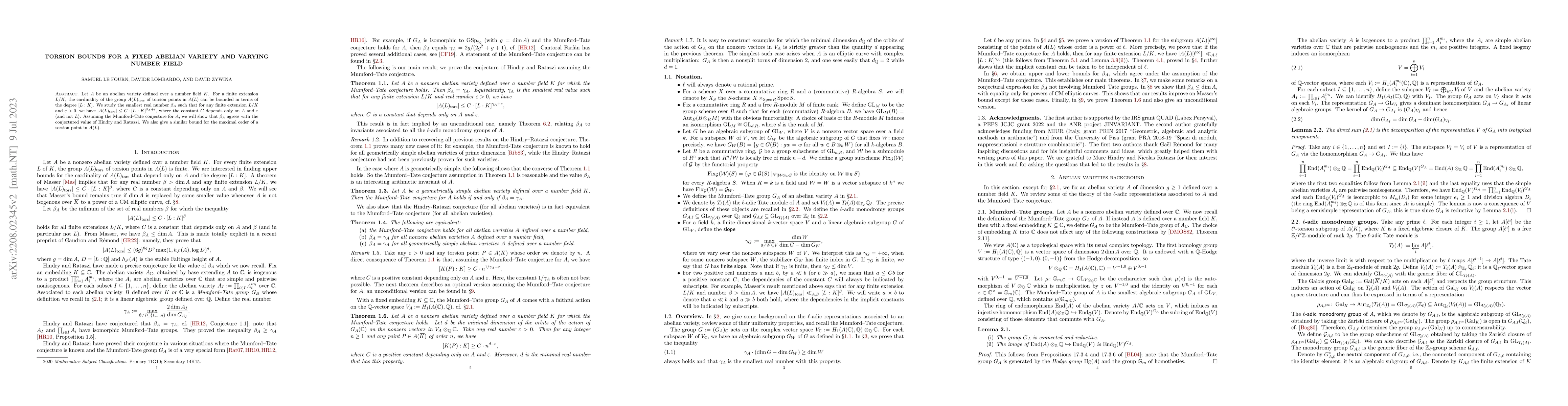 Thumbnail for Torsion bounds for a fixed abelian variety and varying number field
