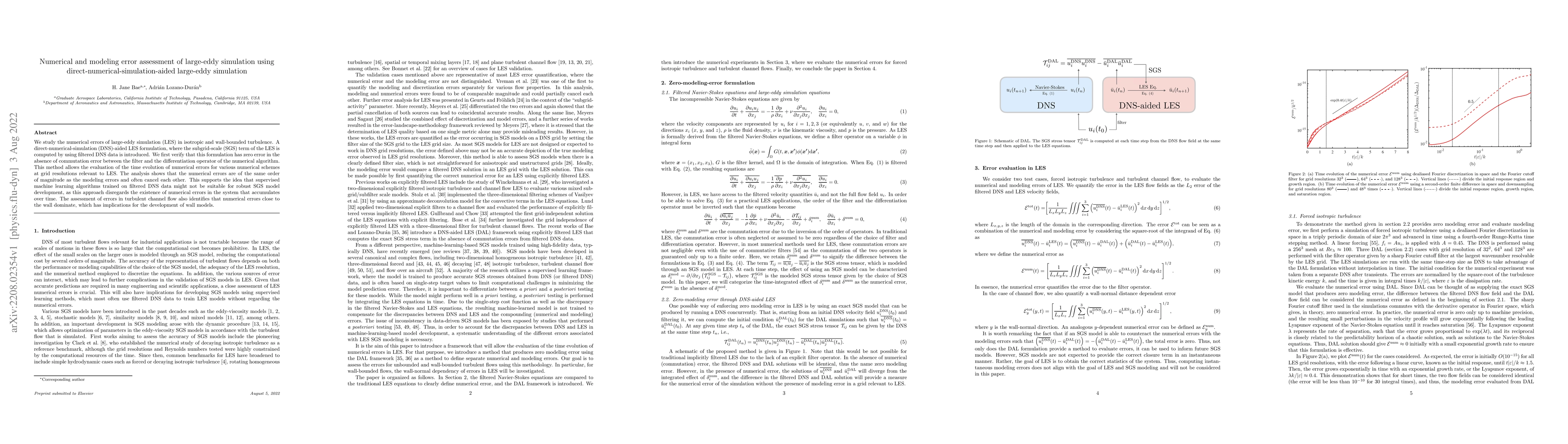 Thumbnail for Numerical and modeling error assessment of large-eddy simulation using
  direct-numerical-simulation-aided large-eddy simulation