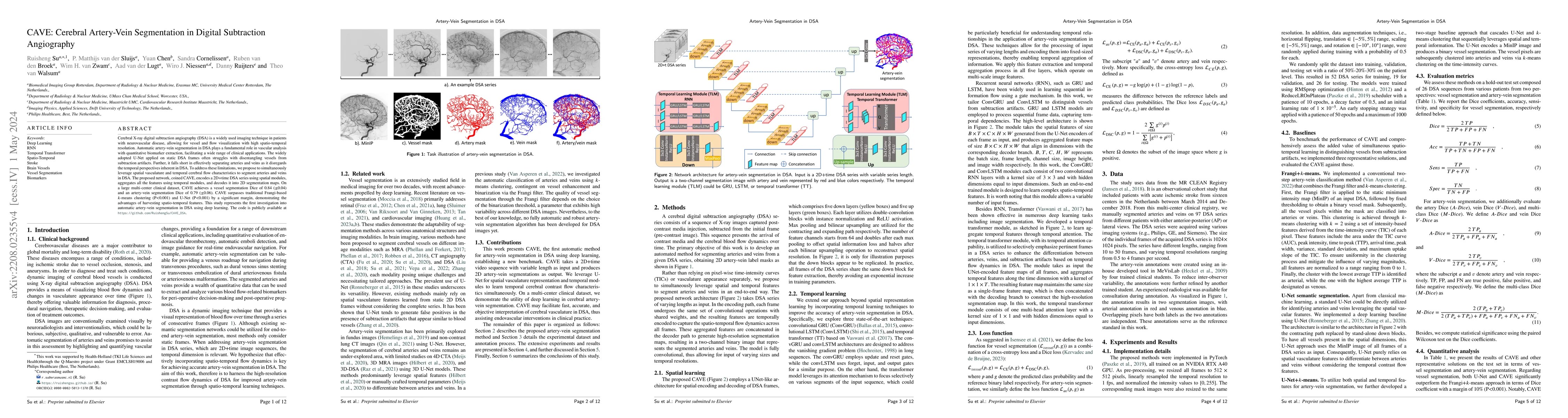 Thumbnail for CAVE: Cerebral Artery-Vein Segmentation in Digital Subtraction
  Angiography