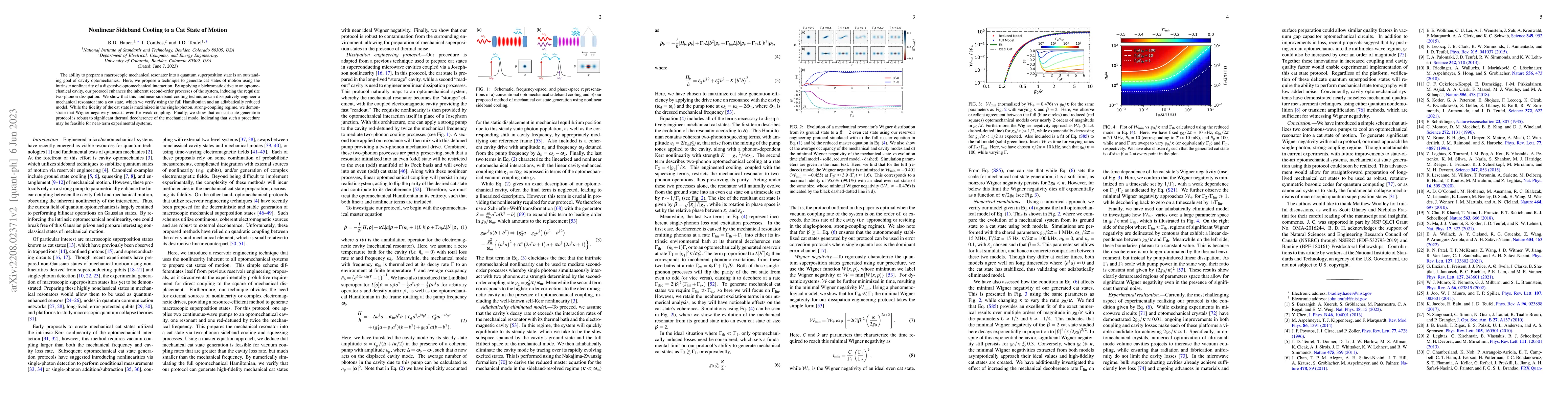 Thumbnail for Nonlinear Sideband Cooling to a Cat State of Motion