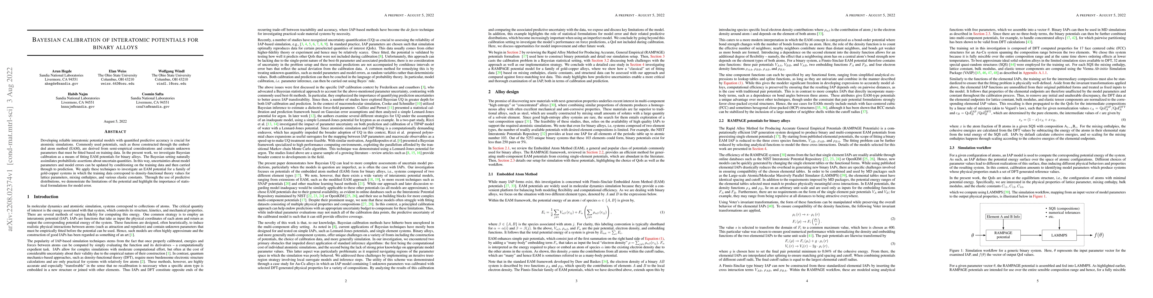 Thumbnail for Bayesian calibration of interatomic potentials for binary alloys