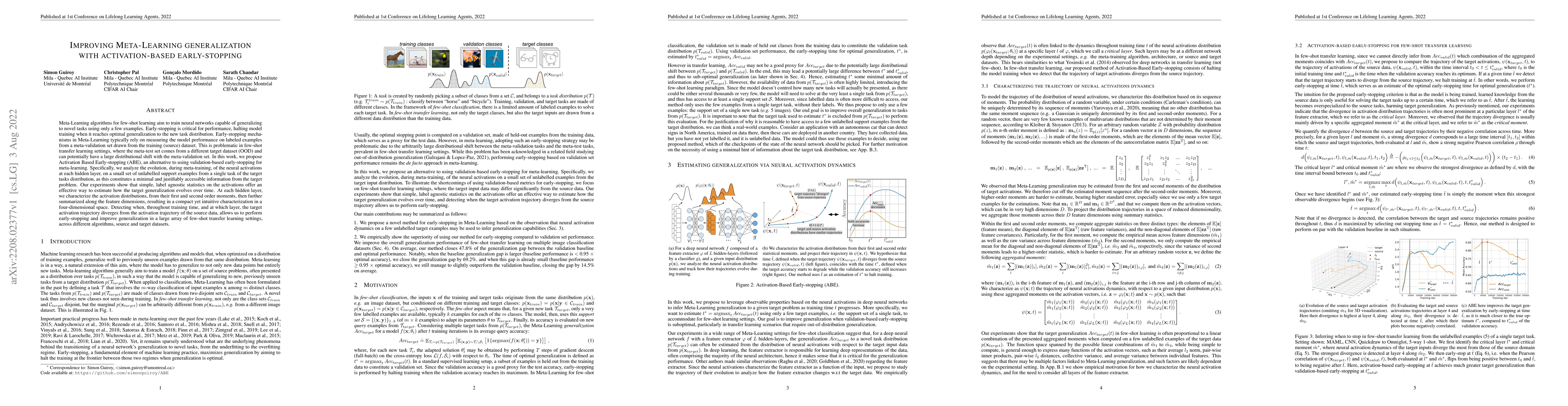 Thumbnail for Improving Meta-Learning Generalization with Activation-Based
  Early-Stopping