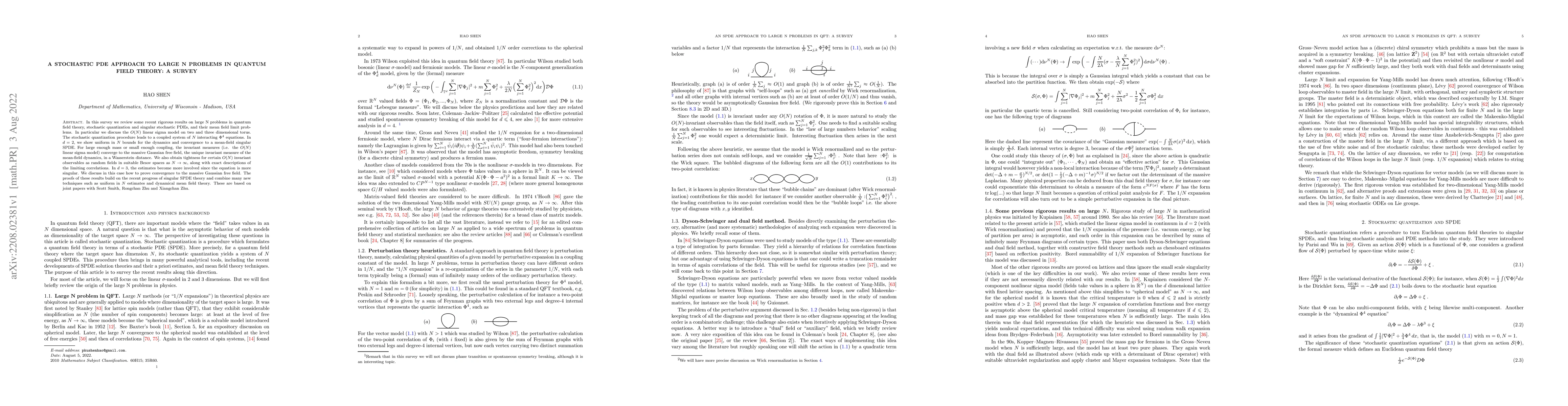 Thumbnail for A stochastic PDE approach to large N problems in quantum field theory: a
  survey