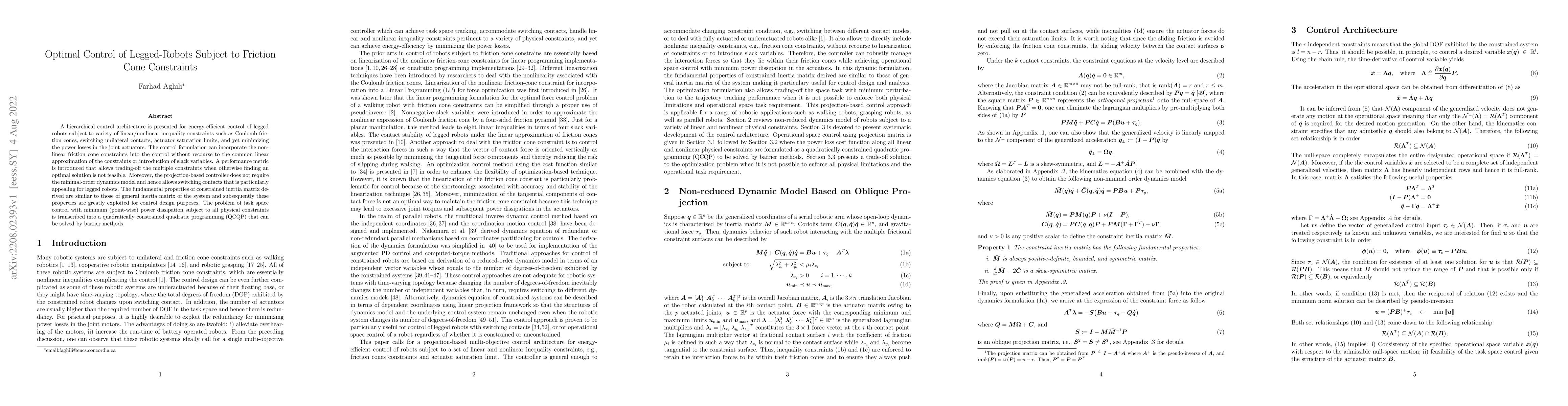Thumbnail for Optimal Control of Legged-Robots Subject to Friction Cone Constraints
