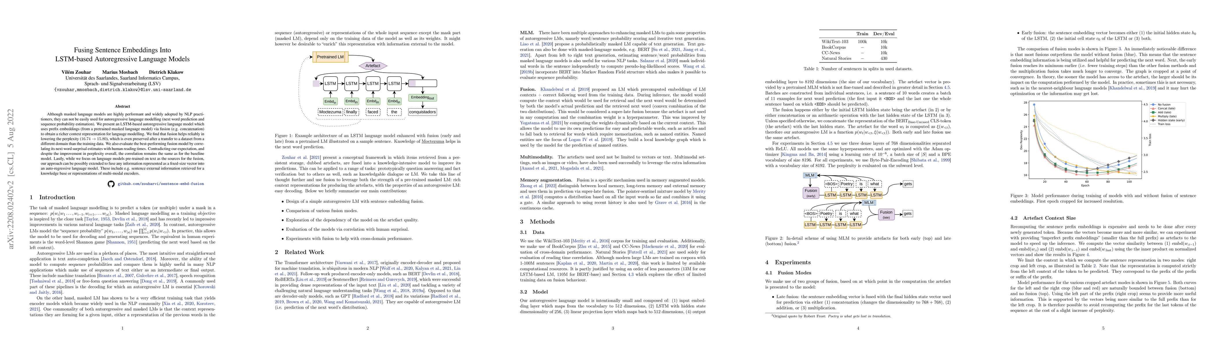Thumbnail for Fusing Sentence Embeddings Into LSTM-based Autoregressive Language
  Models