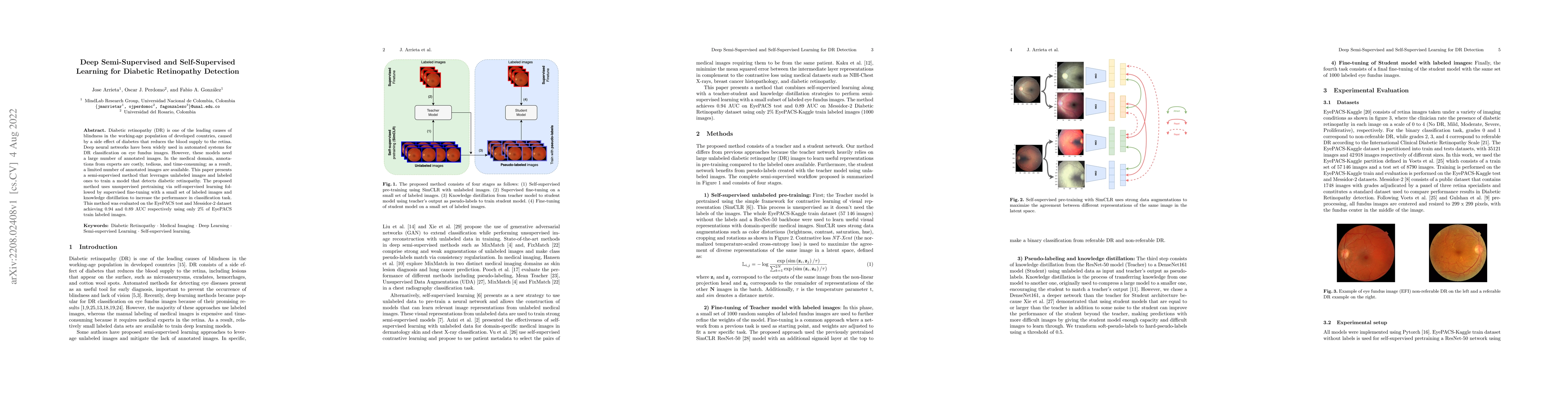 Thumbnail for Deep Semi-Supervised and Self-Supervised Learning for Diabetic
  Retinopathy Detection