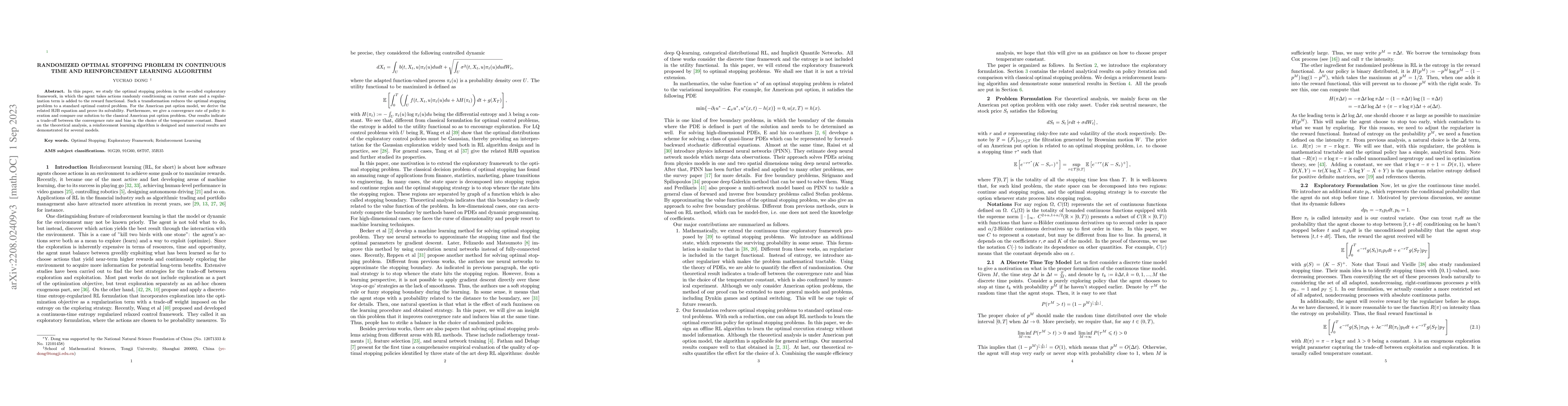Thumbnail for Randomized Optimal Stopping Problem in Continuous time and Reinforcement
  Learning Algorithm