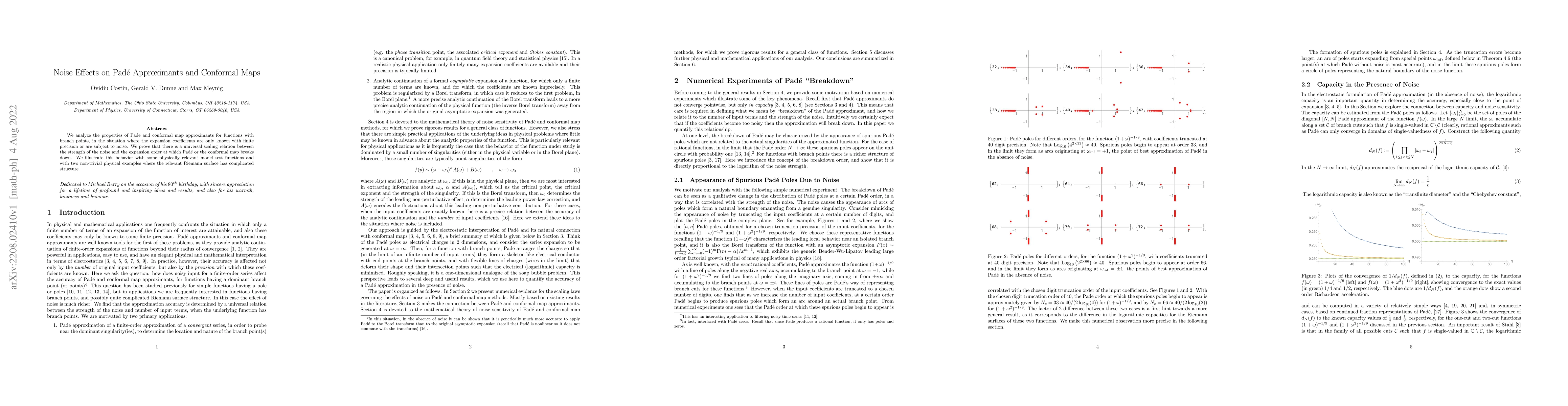 Thumbnail for Noise Effects on Pade Approximants and Conformal Maps