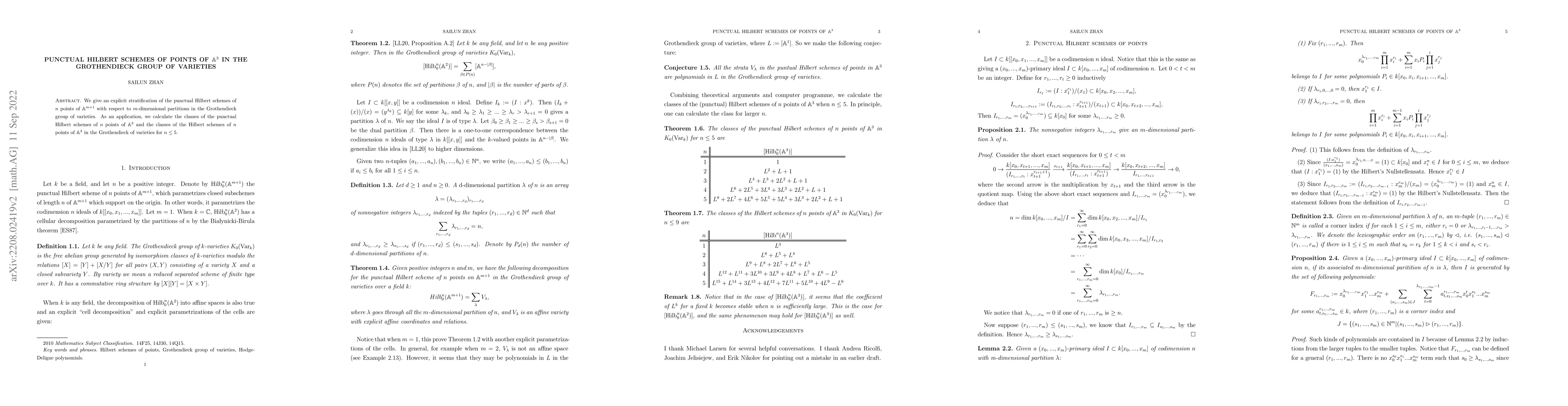 Thumbnail for Punctual Hilbert schemes of points of $\mathbb{A}^3$ in the Grothendieck
  group of varieties