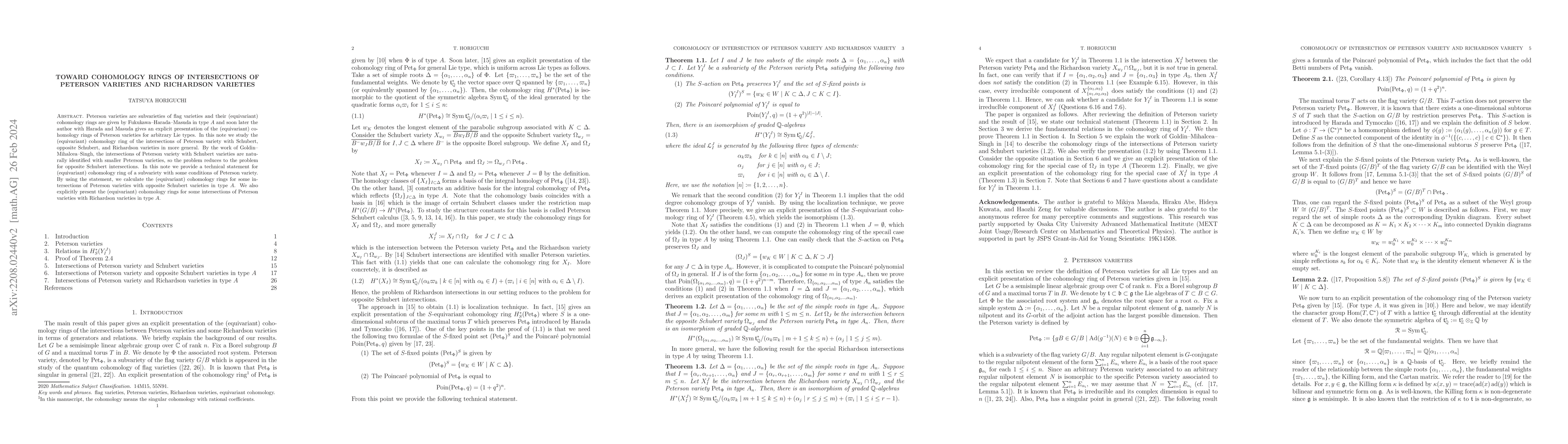 Thumbnail for Toward cohomology rings of intersections of Peterson varieties and
  Richardson varieties