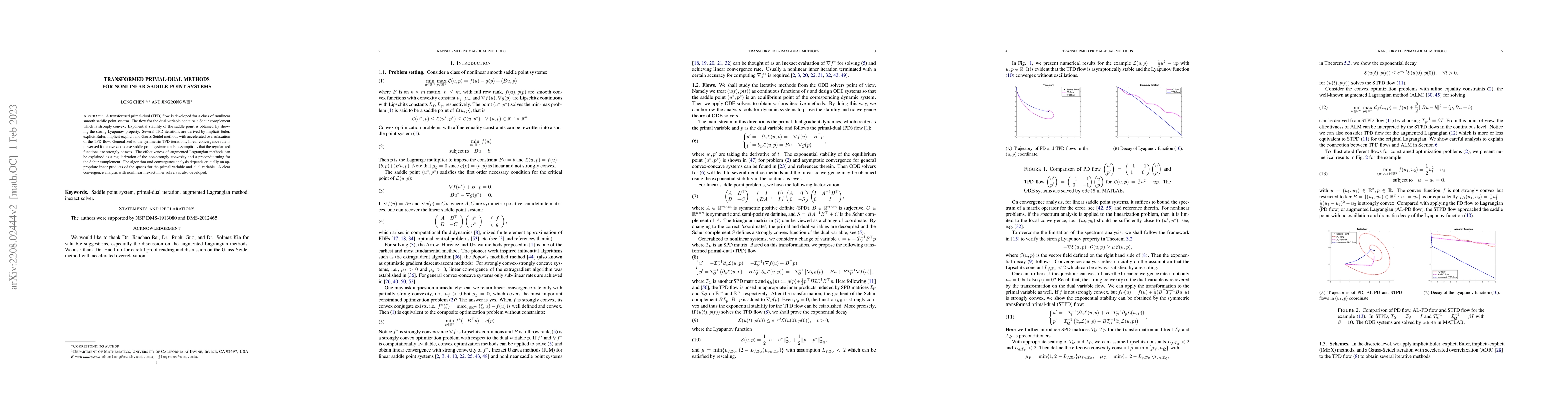 Thumbnail for Transformed Primal-Dual Methods For Nonlinear Saddle Point Systems