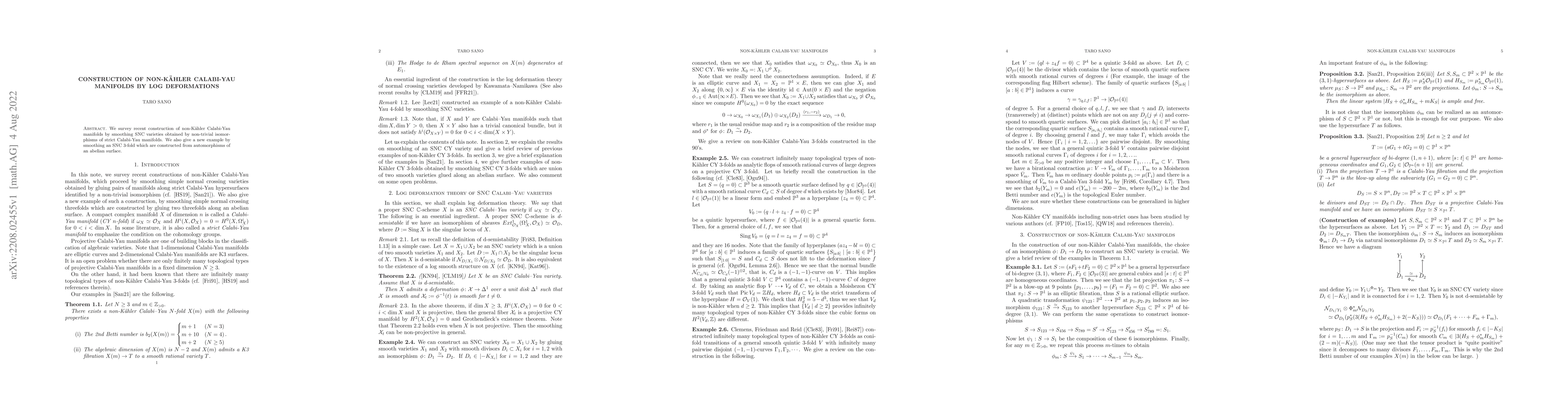 Thumbnail for Construction of non-K\"ahler Calabi-Yau manifolds by log deformations