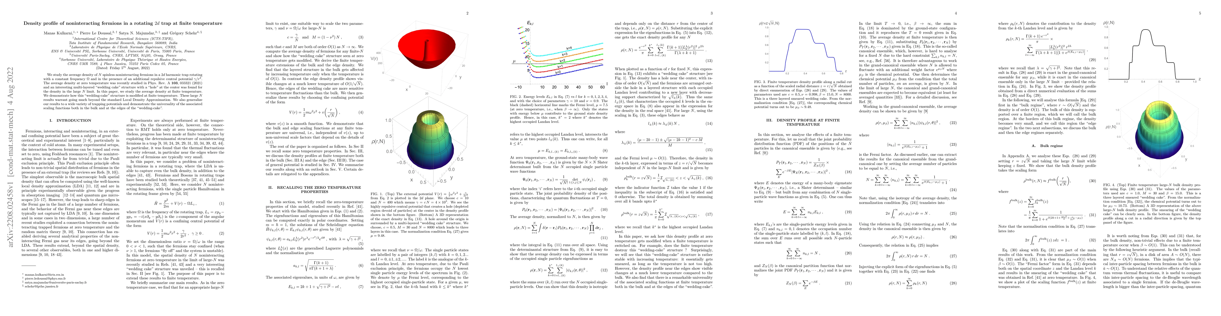 Thumbnail for Density profile of noninteracting fermions in a rotating $2d$ trap at
  finite temperature