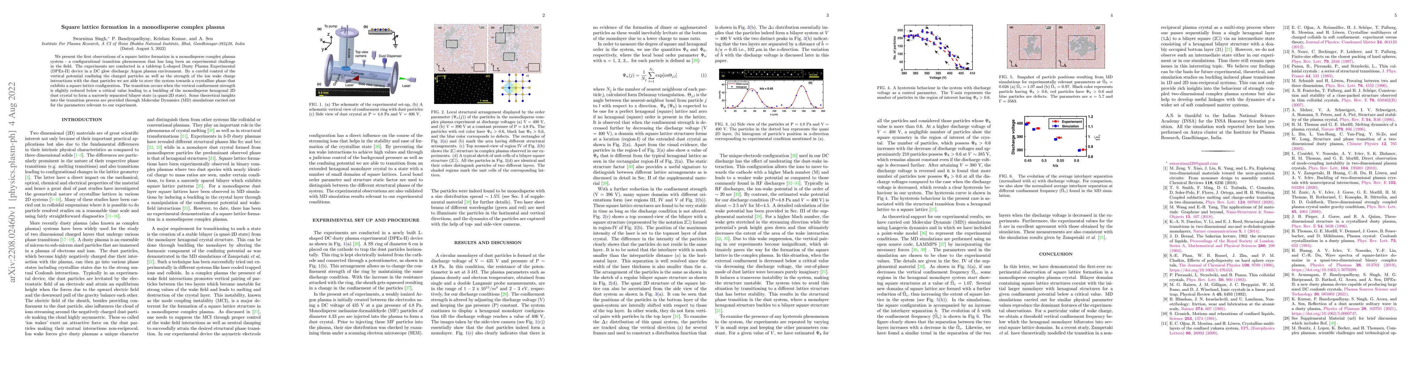 Thumbnail for Square lattice formation in a monodisperse complex plasma