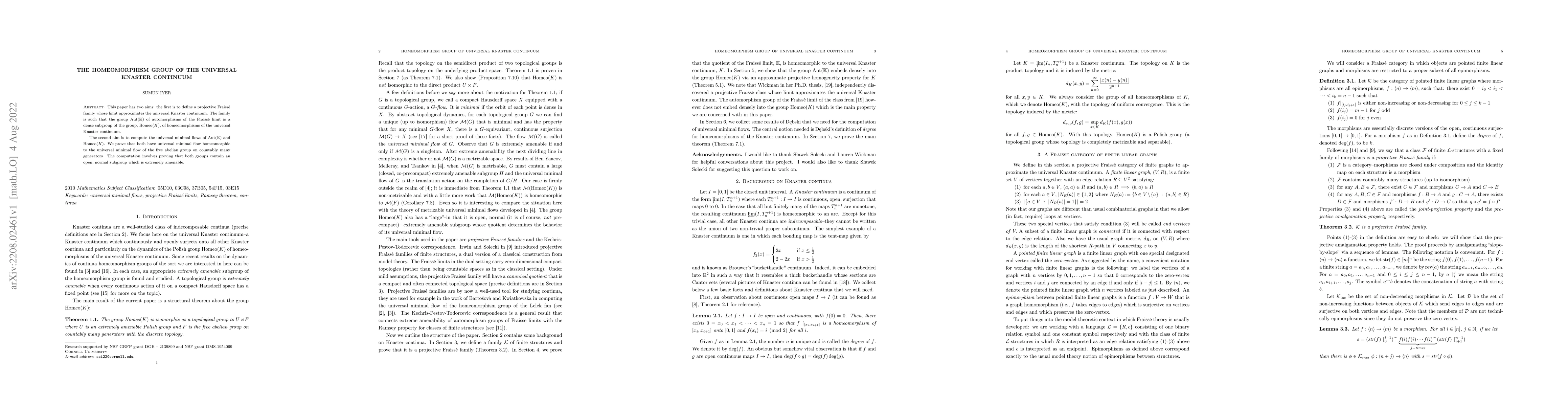 Thumbnail for The homeomorphism group of the universal Knaster continuum