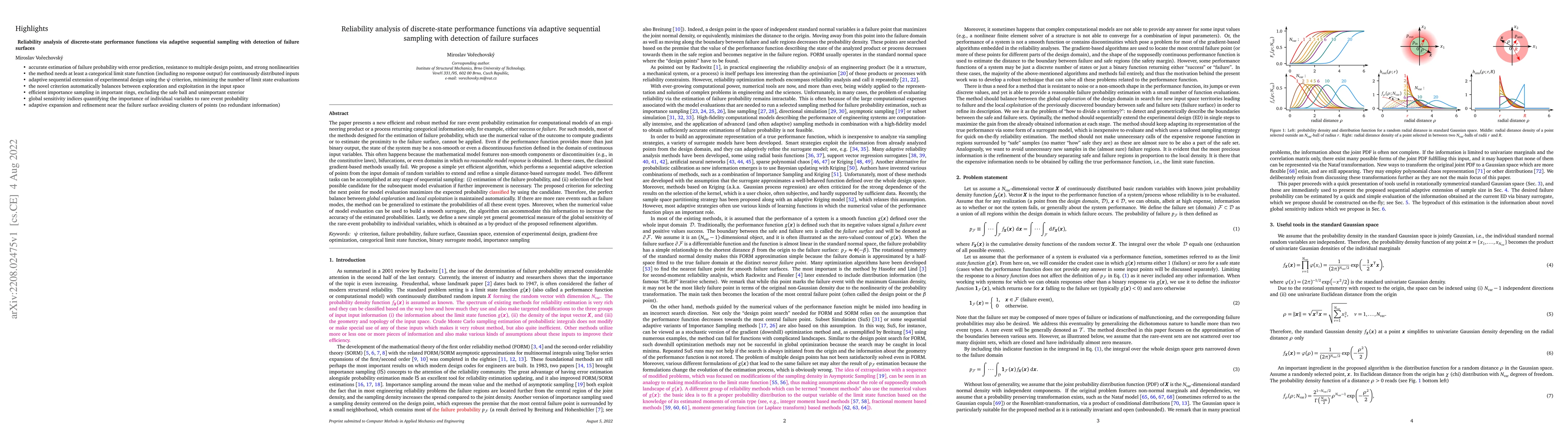 Thumbnail for Reliability analysis of discrete-state performance functions via
  adaptive sequential sampling with detection of failure surfaces
