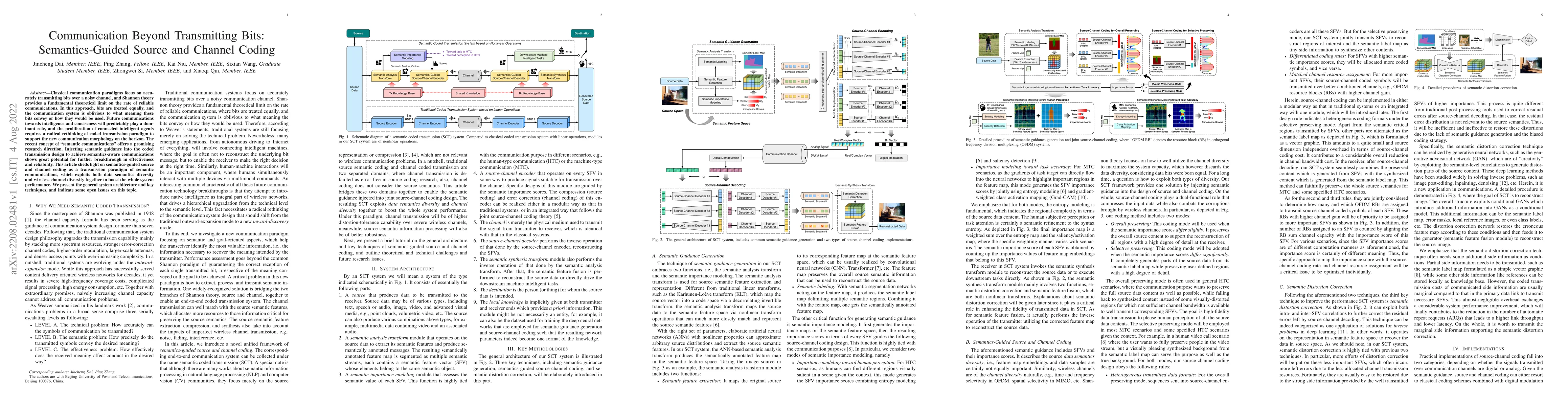 Thumbnail for Communication Beyond Transmitting Bits: Semantics-Guided Source and
  Channel Coding